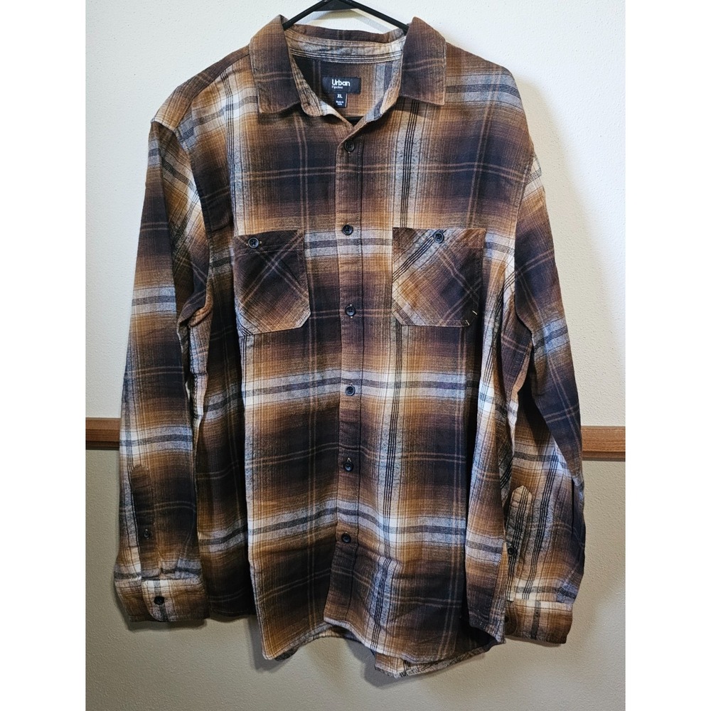 Urban Pipeline Supersoft Flannel Shirt Men's Long Sleeve Copper Plaid Size XL